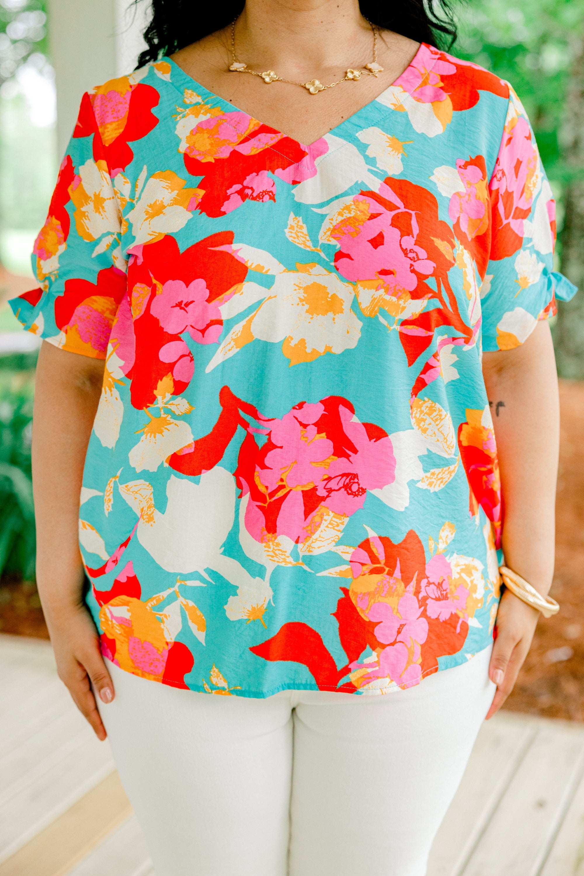 Matakana Island Top, Aqua-Red