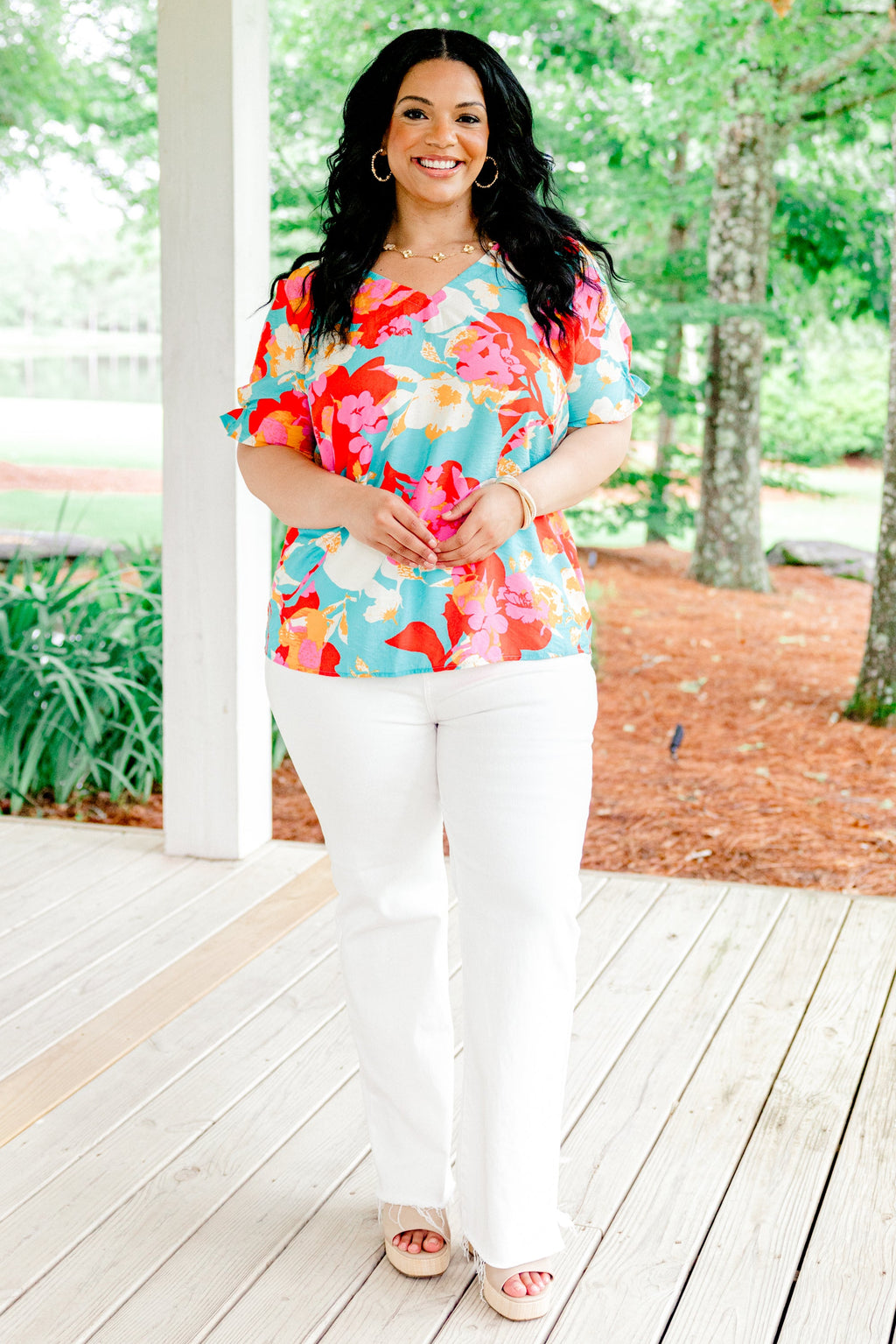 Matakana Island Top, Aqua-Red