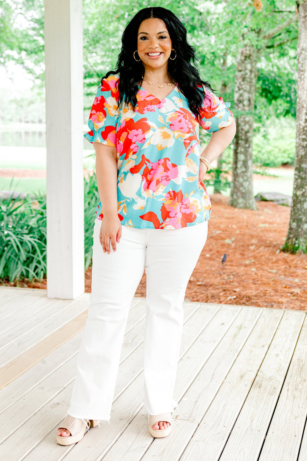 Matakana Island Top, Aqua-Red