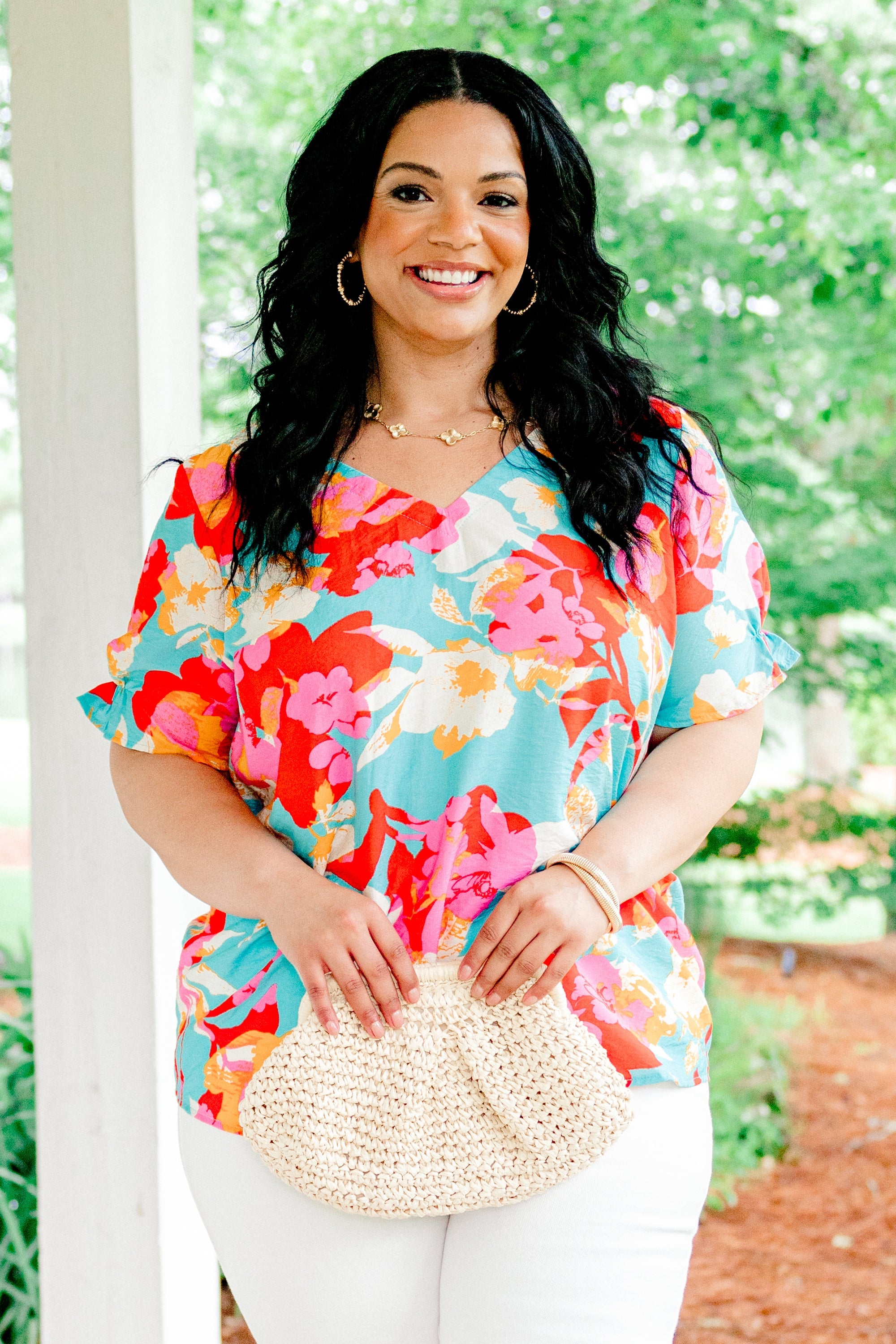 Matakana Island Top, Aqua-Red