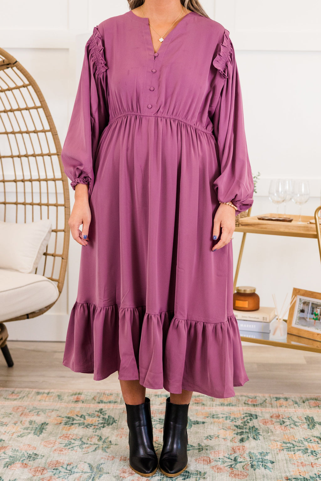 Memorize Today Dress, Eggplant