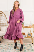 Memorize Today Dress, Eggplant