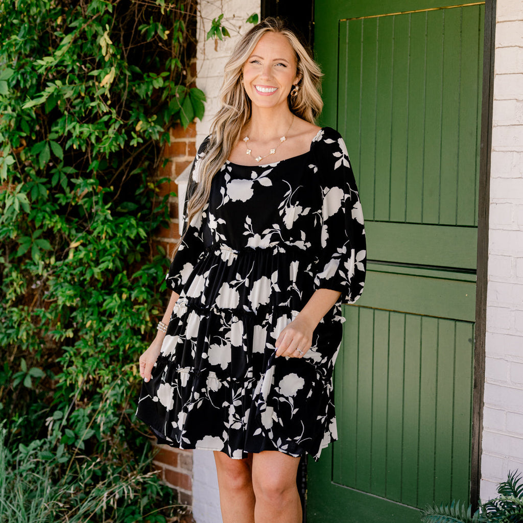Midnight Petals Dress, Black