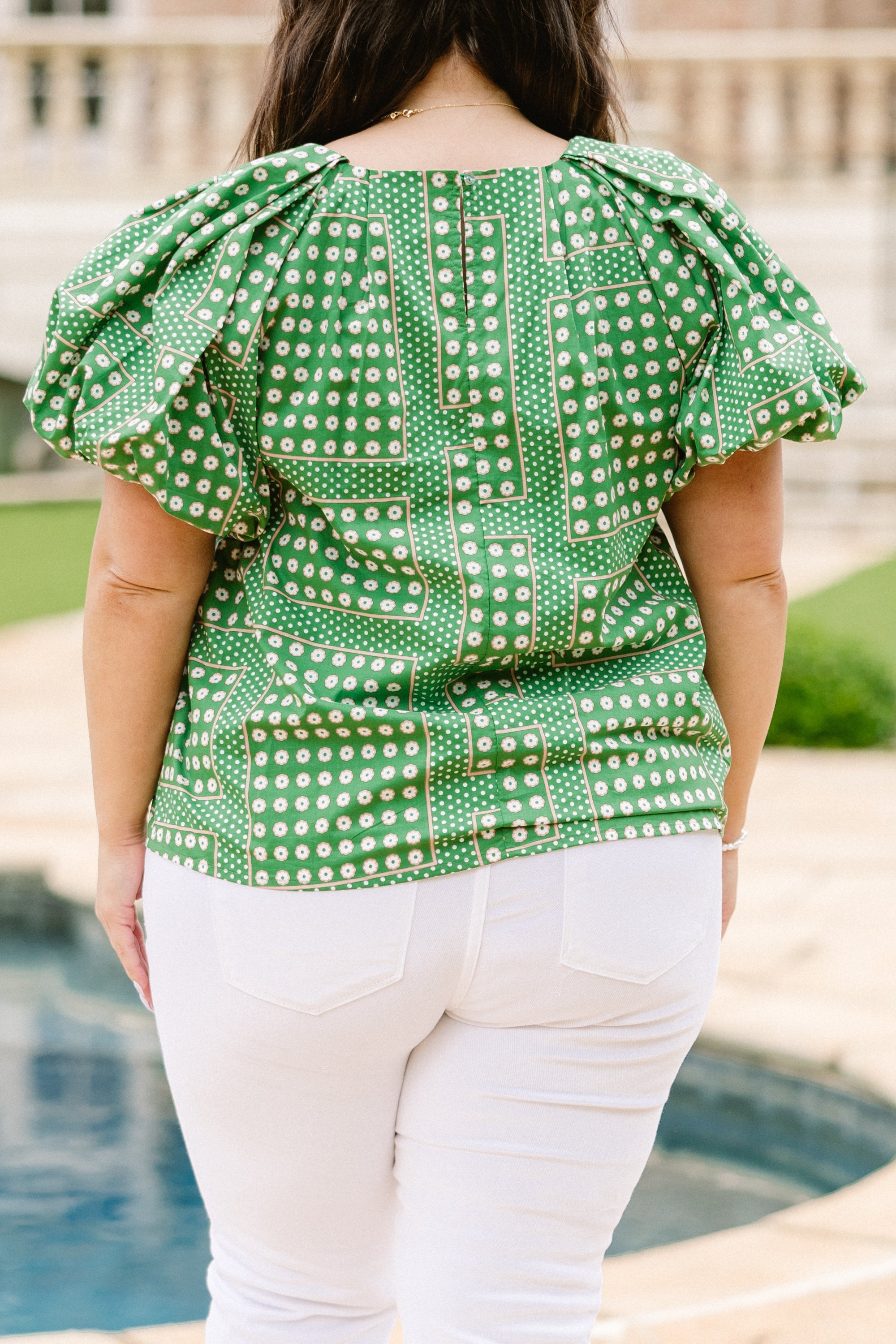 Misty Breeze Top, Green-White