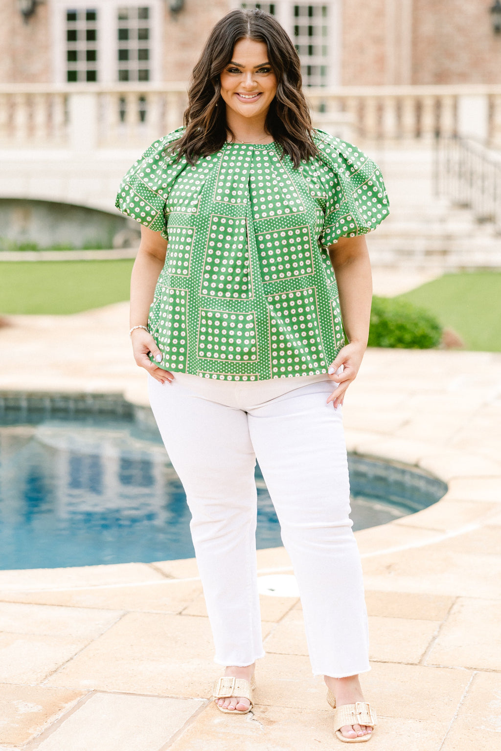 Misty Breeze Top, Green-White