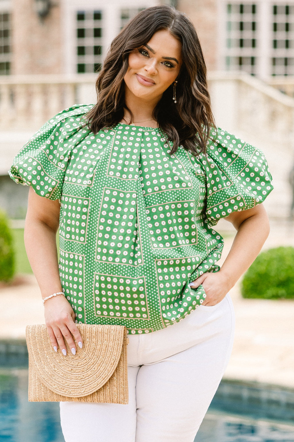 Misty Breeze Top, Green-White