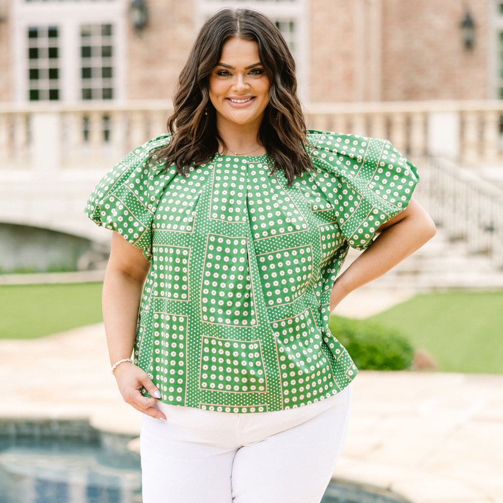 Misty Breeze Top, Green-White