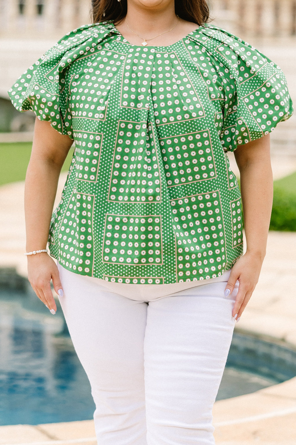 Misty Breeze Top, Green-White