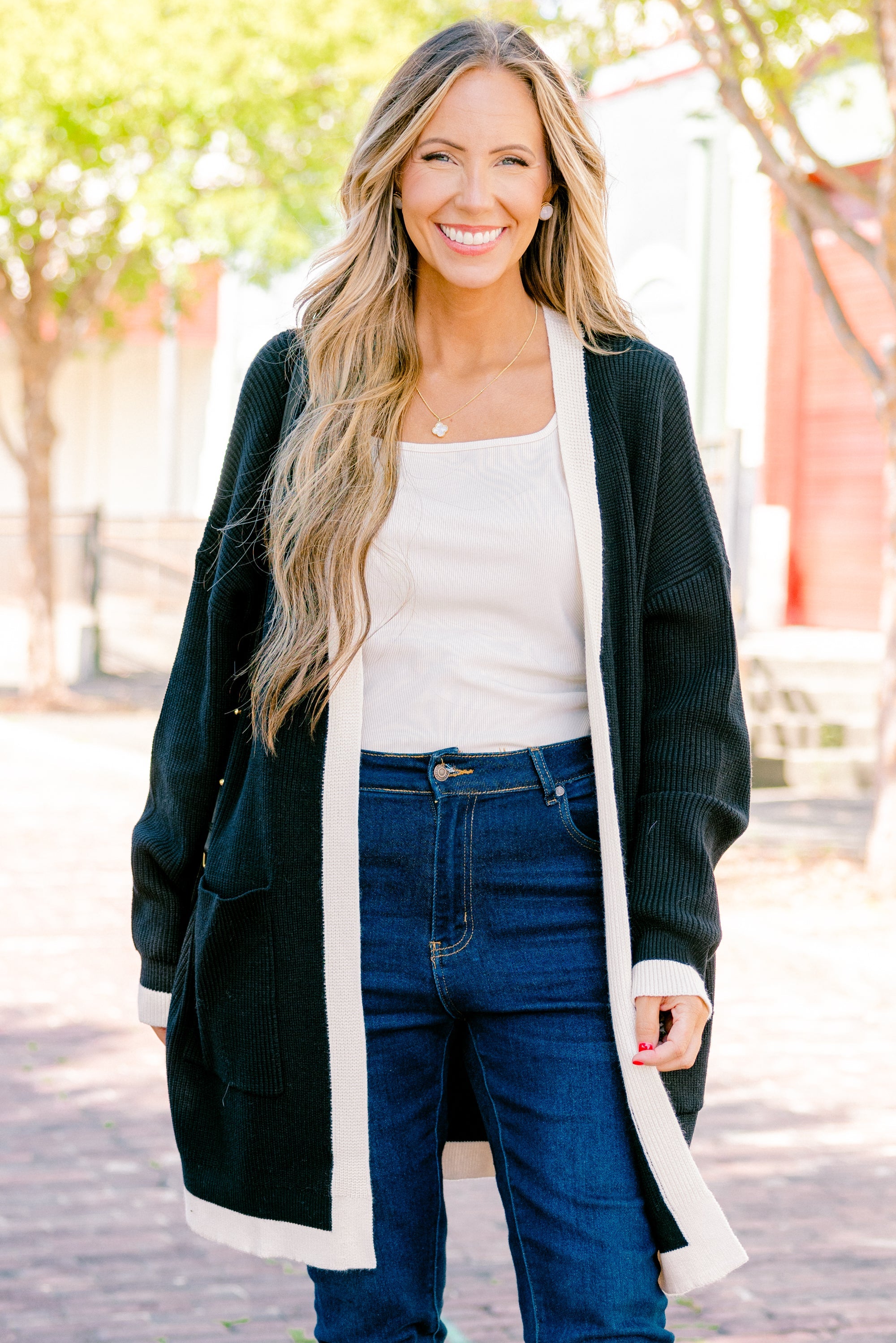 Moonlight Waltz Cardigan, Black/Cream