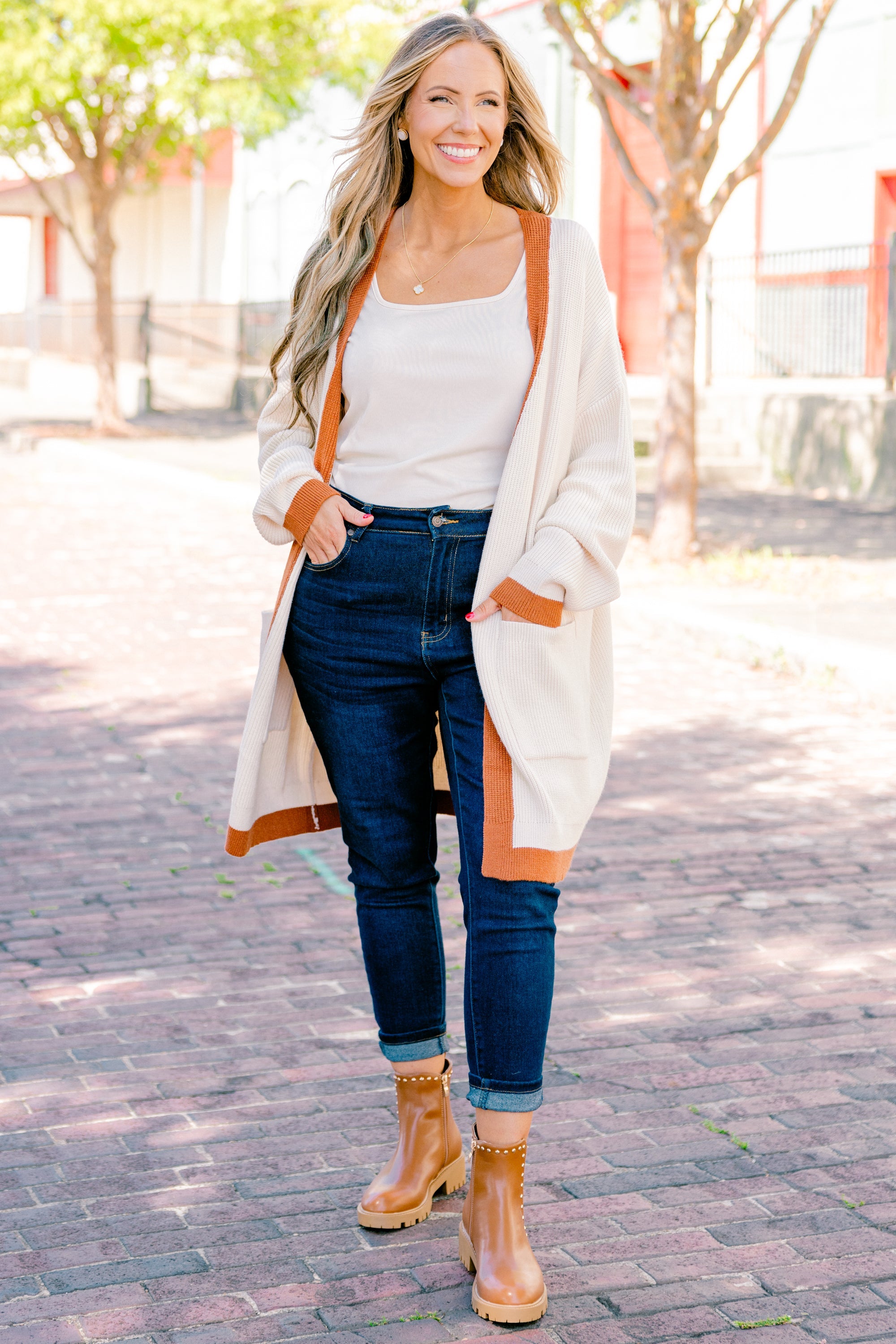 Moonlight Waltz Cardigan, Cream/Camel