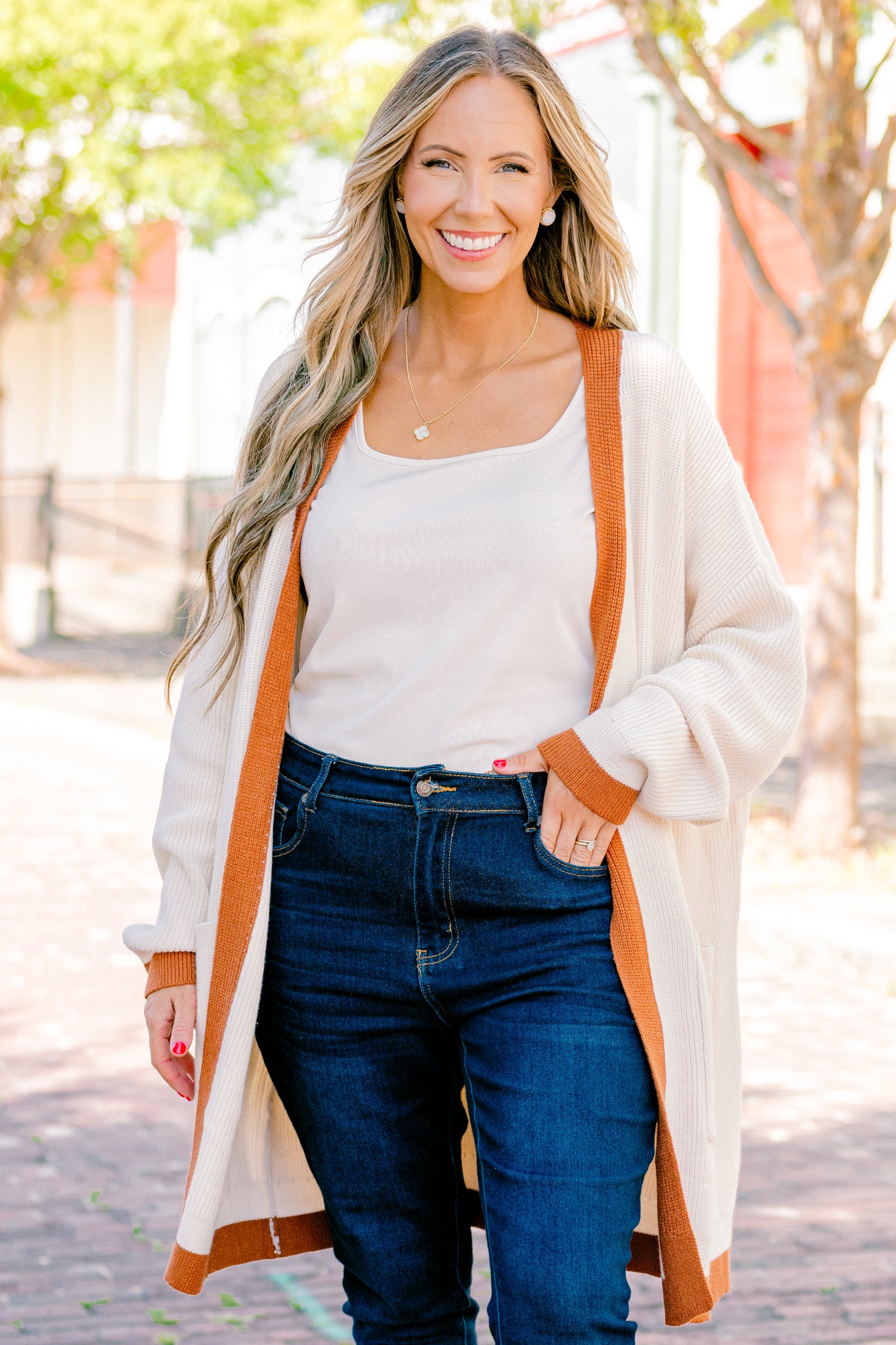 Moonlight Waltz Cardigan, Cream/Camel