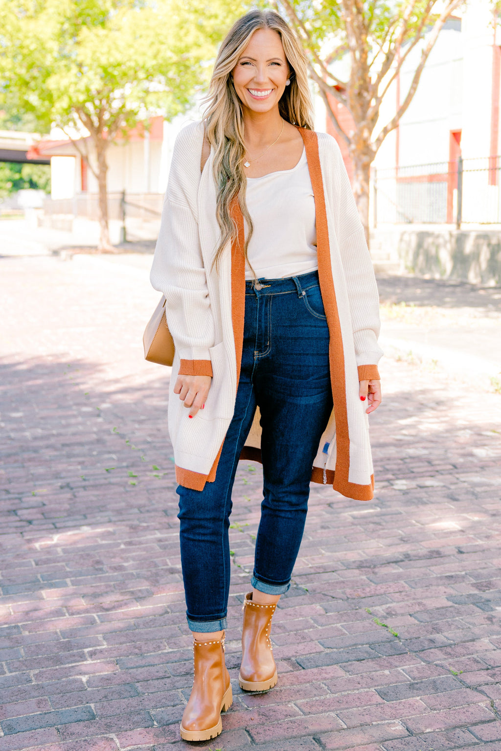 Moonlight Waltz Cardigan, Cream/Camel