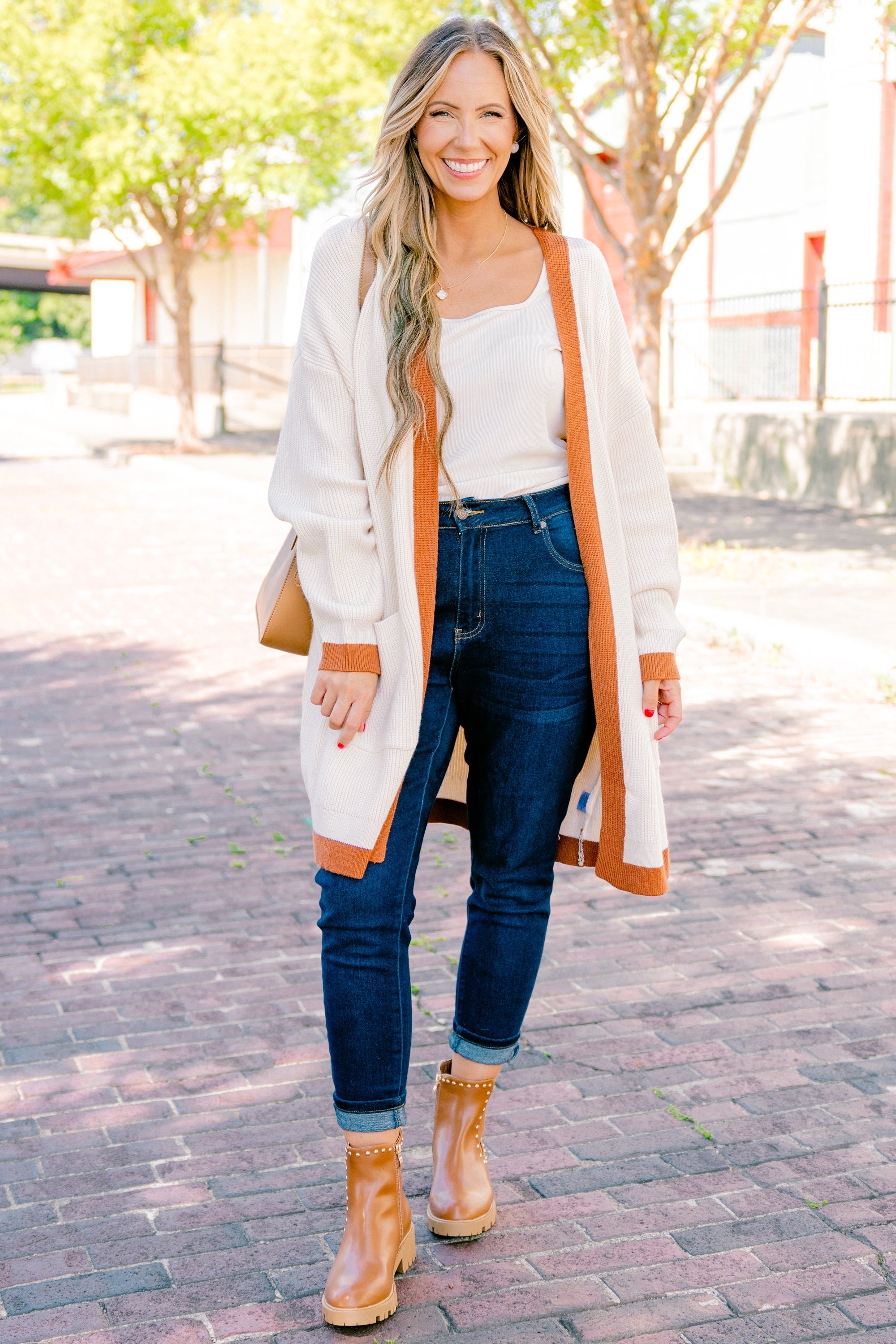 Moonlight Waltz Cardigan, Cream/Camel