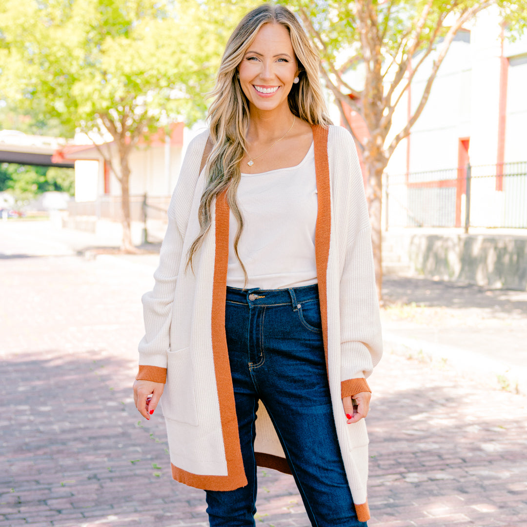 Moonlight Waltz Cardigan, Cream/Camel