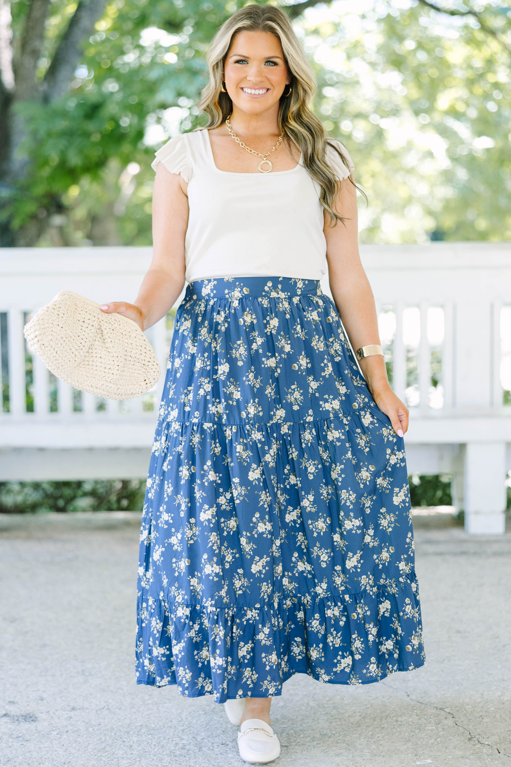 More Than Fantasy Skirt, Navy Floral