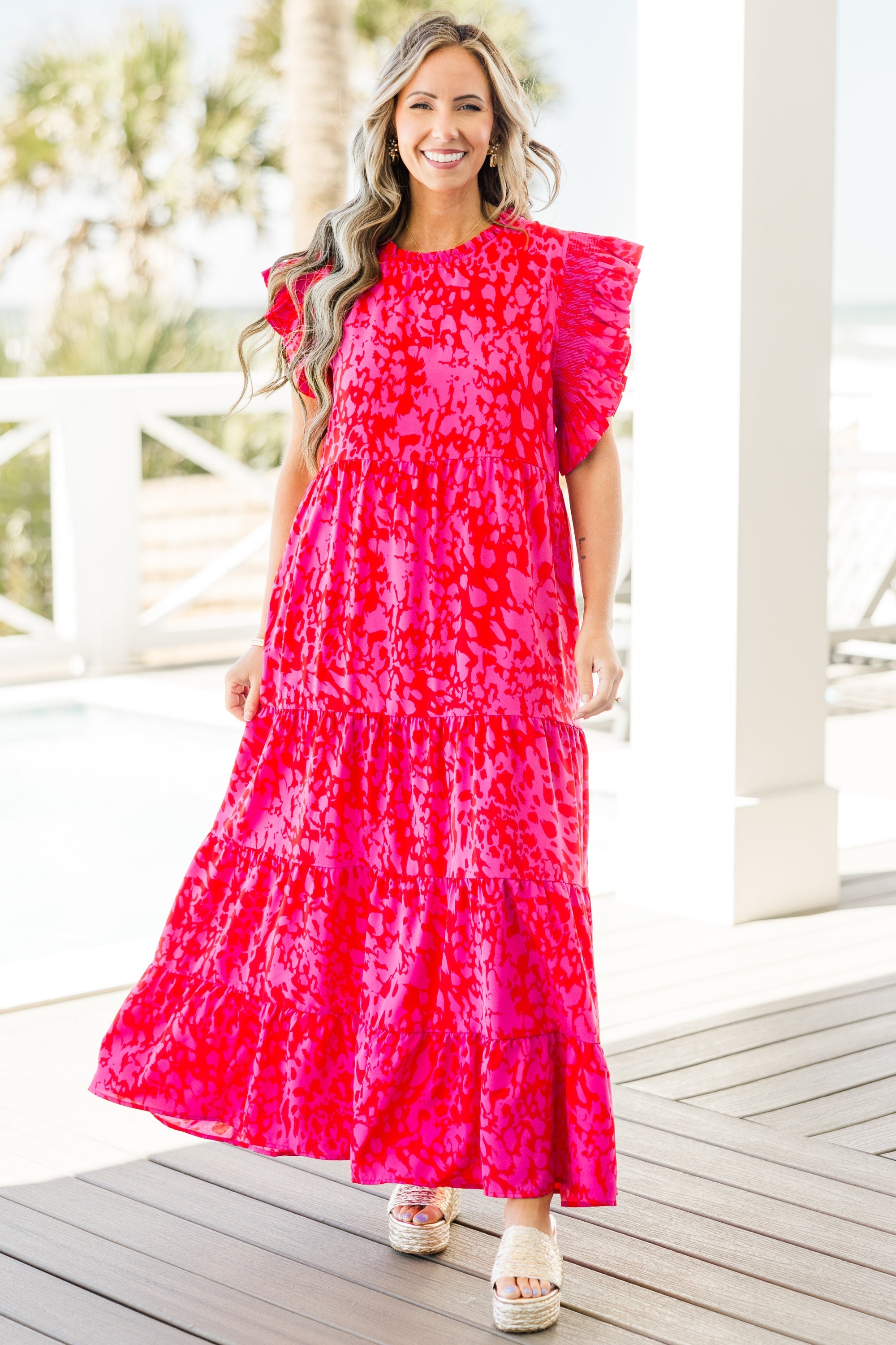 Mossy Meadows Maxi Dress, Fuchsia