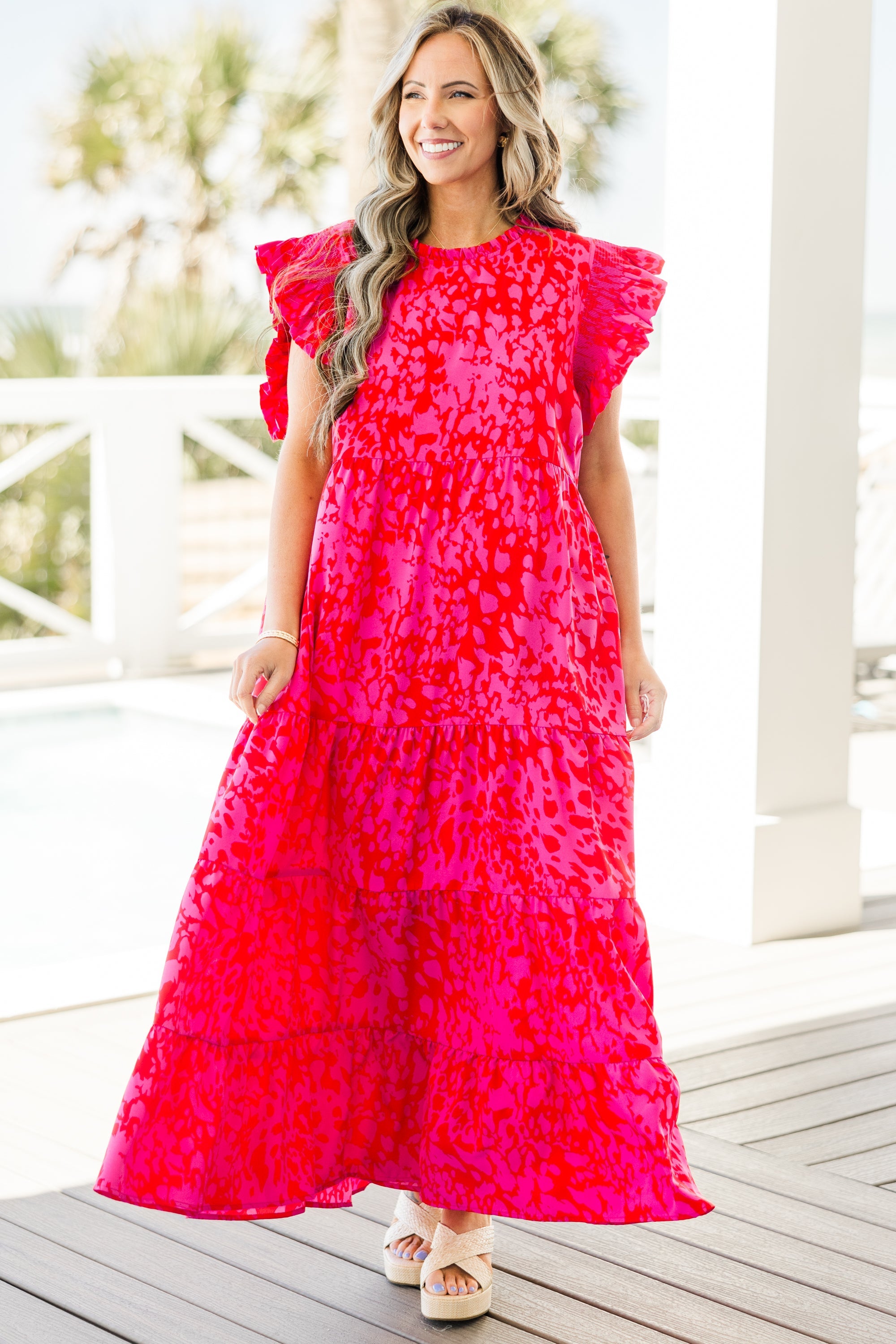 Mossy Meadows Maxi Dress, Fuchsia