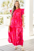 Mossy Meadows Maxi Dress, Fuchsia