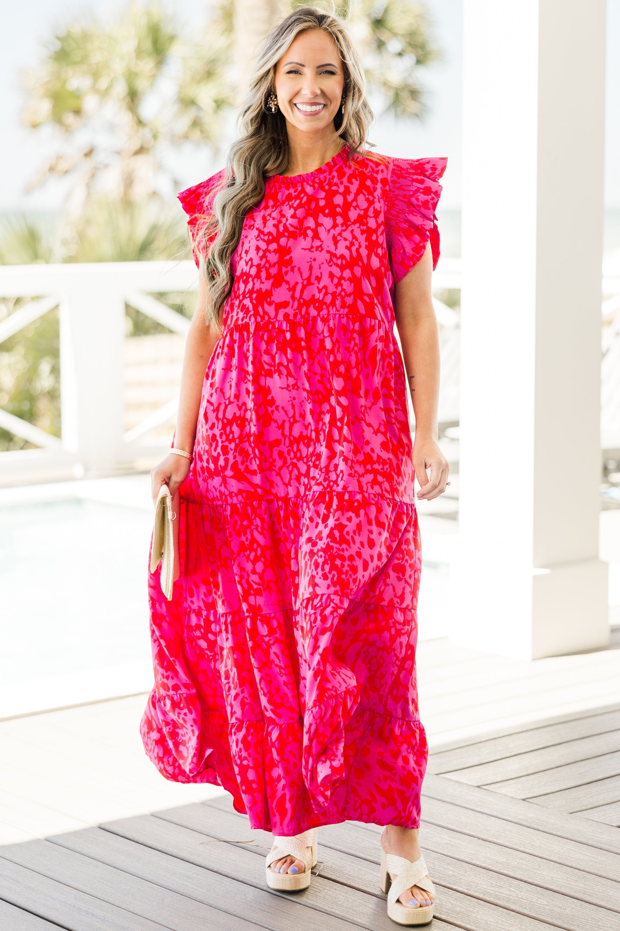 Mossy Meadows Maxi Dress, Fuchsia