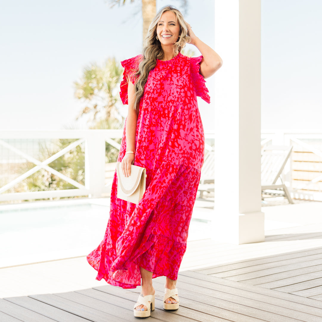 Mossy Meadows Maxi Dress, Fuchsia