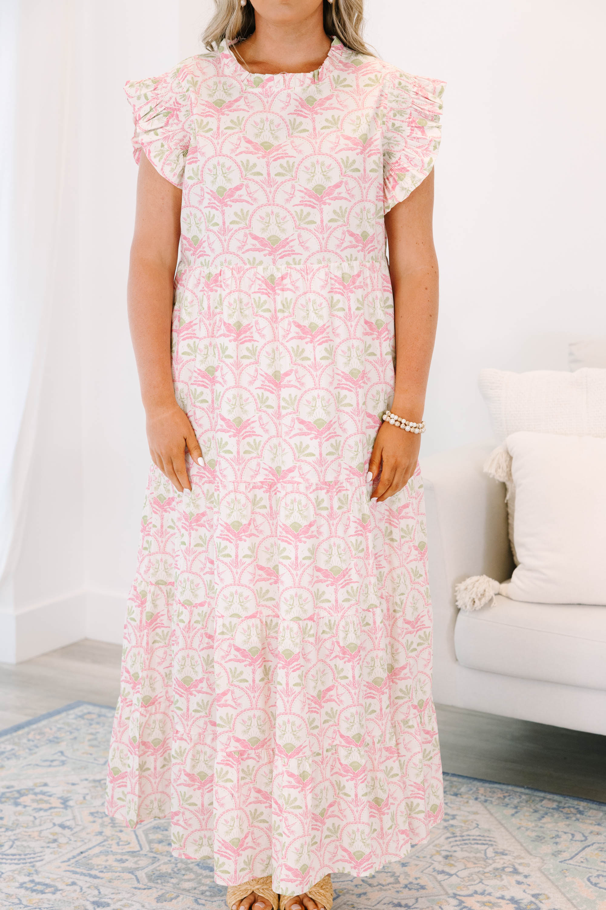 Mossy Meadows Maxi Dress, Pink-Green
