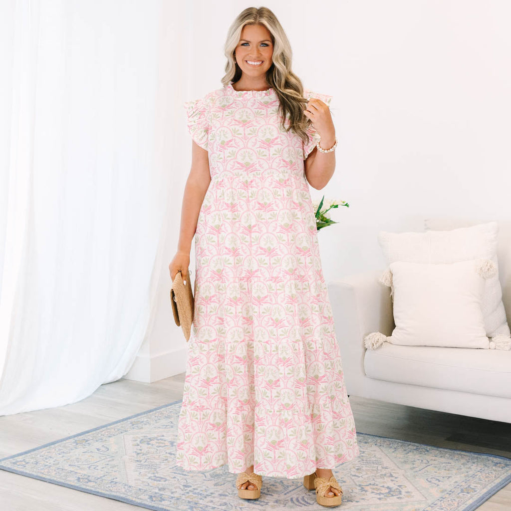 Mossy Meadows Maxi Dress, Pink-Green