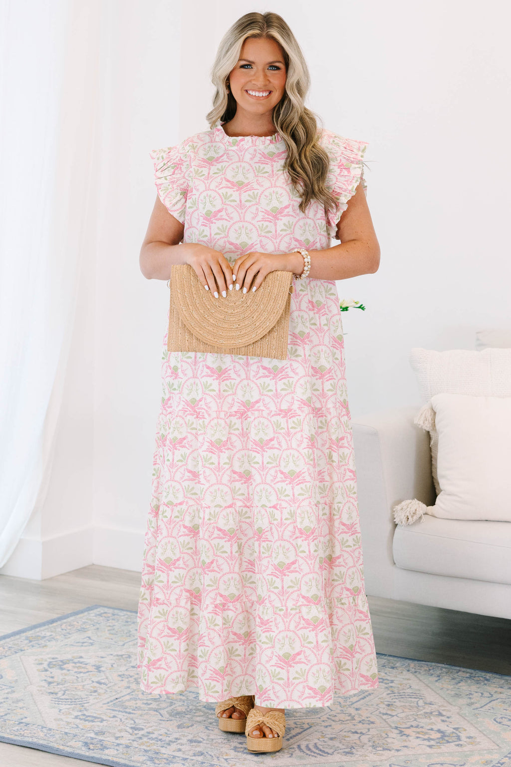 Mossy Meadows Maxi Dress, Pink-Green