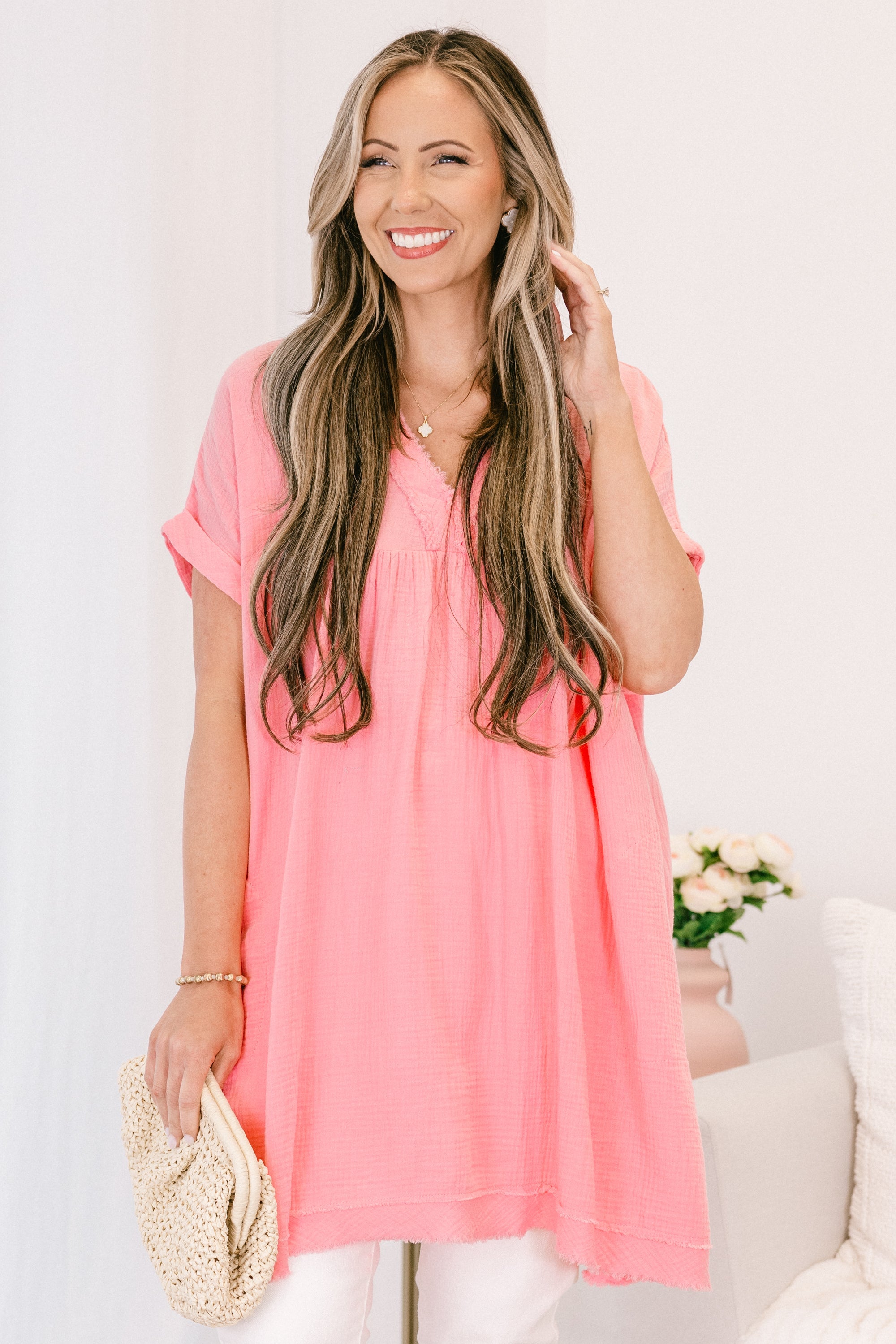 My Love Has Grown Tunic, Dark Pink
