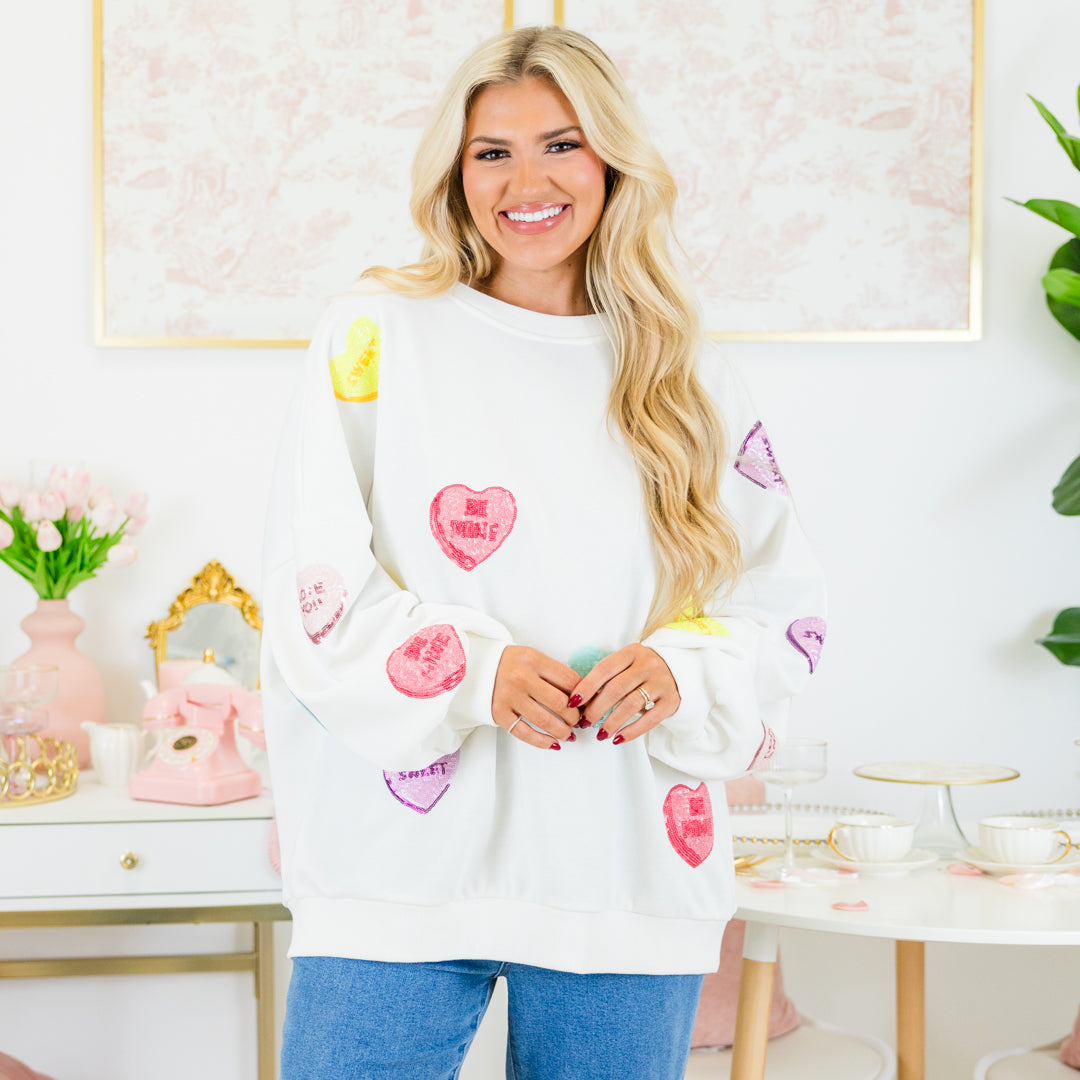 My Sweet Love For You Pullover, White