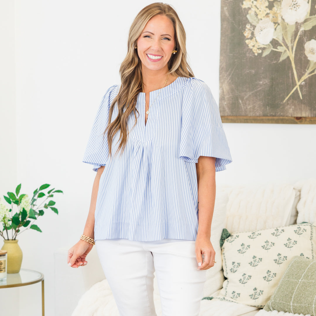 Nautical Breeze Top, Blue Stripe