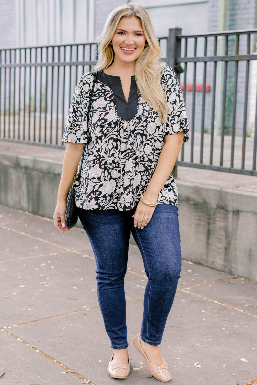 Nautical Breeze Top, Floral Black