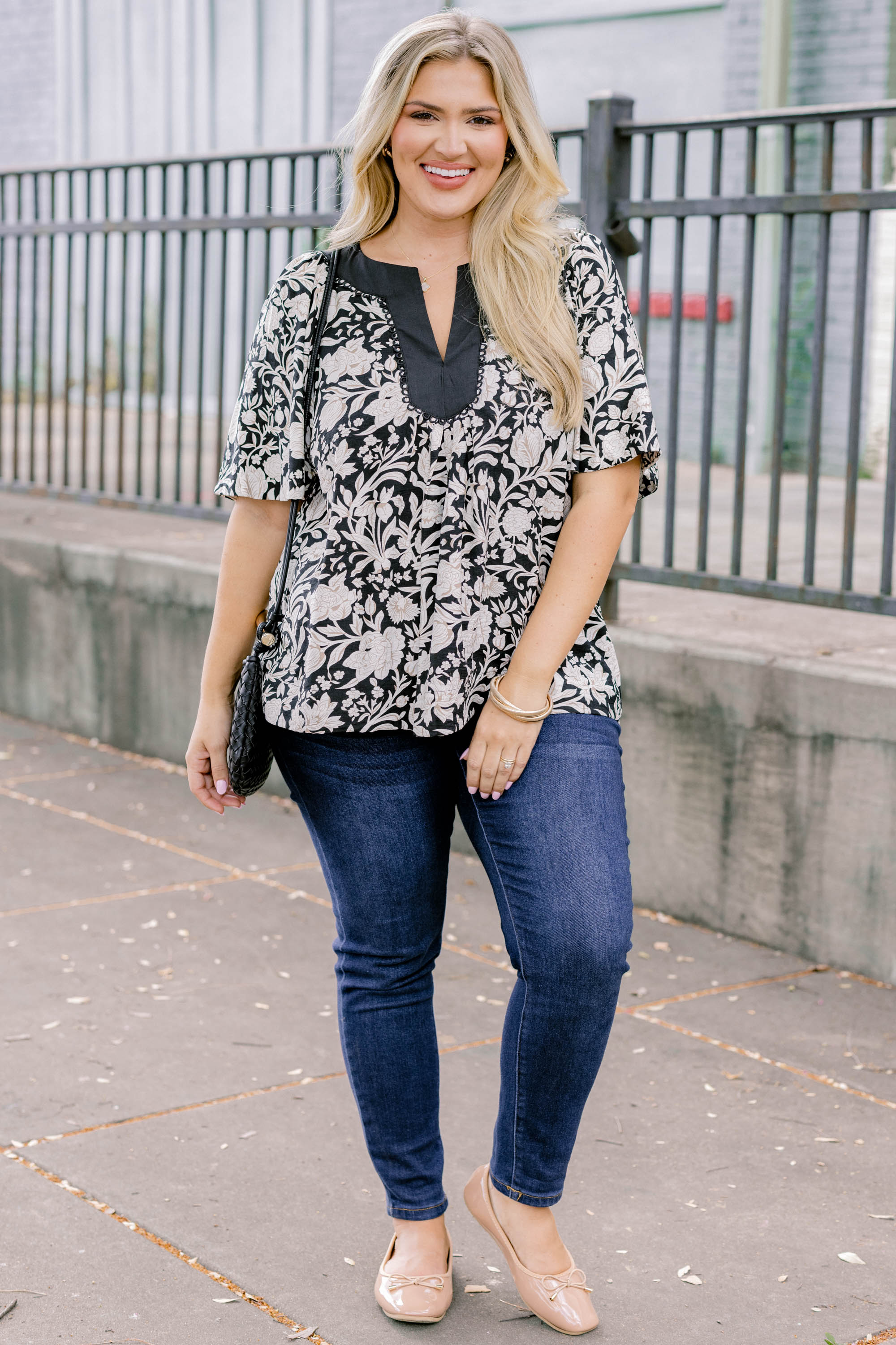 Nautical Breeze Top, Floral Black