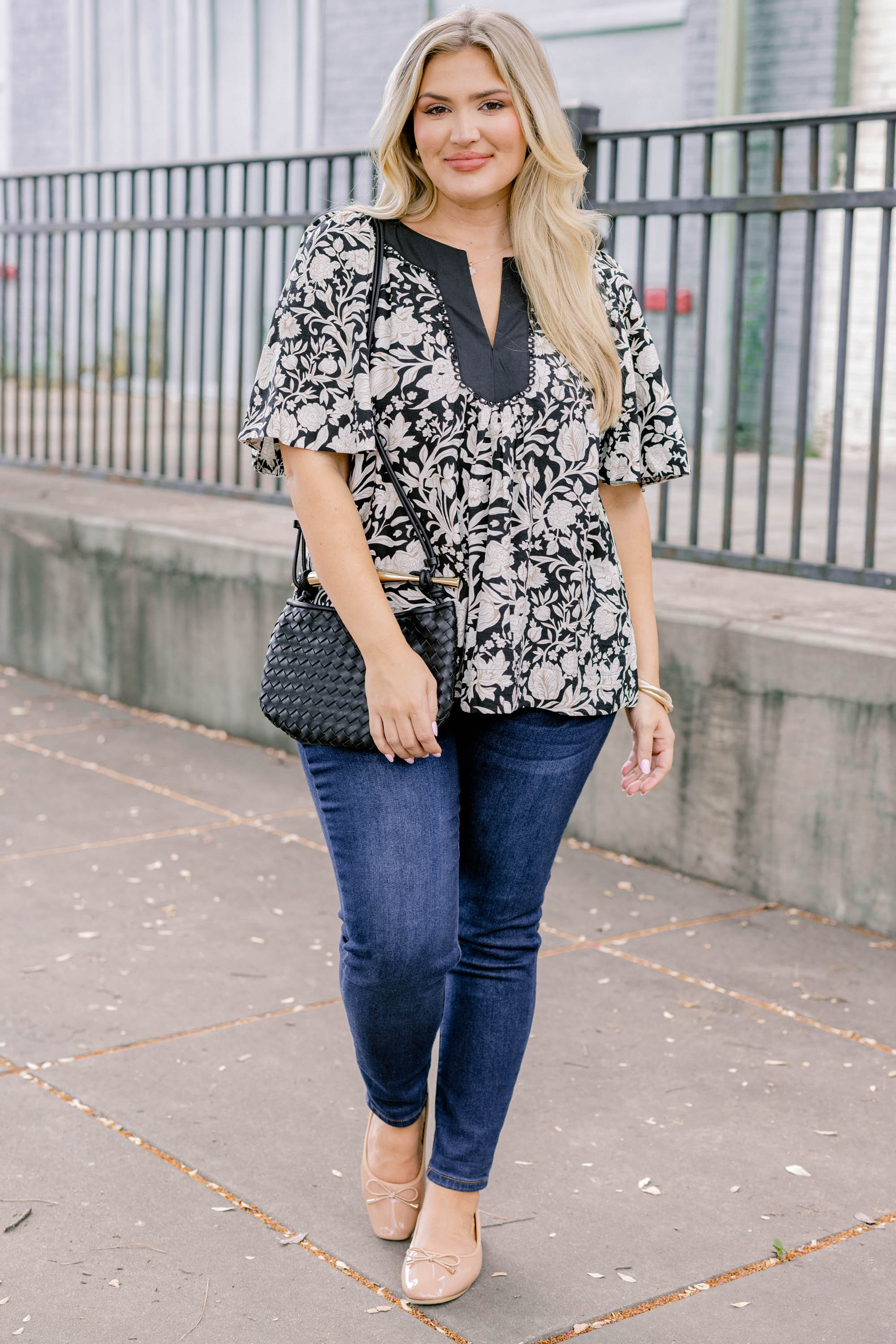 Nautical Breeze Top, Floral Black