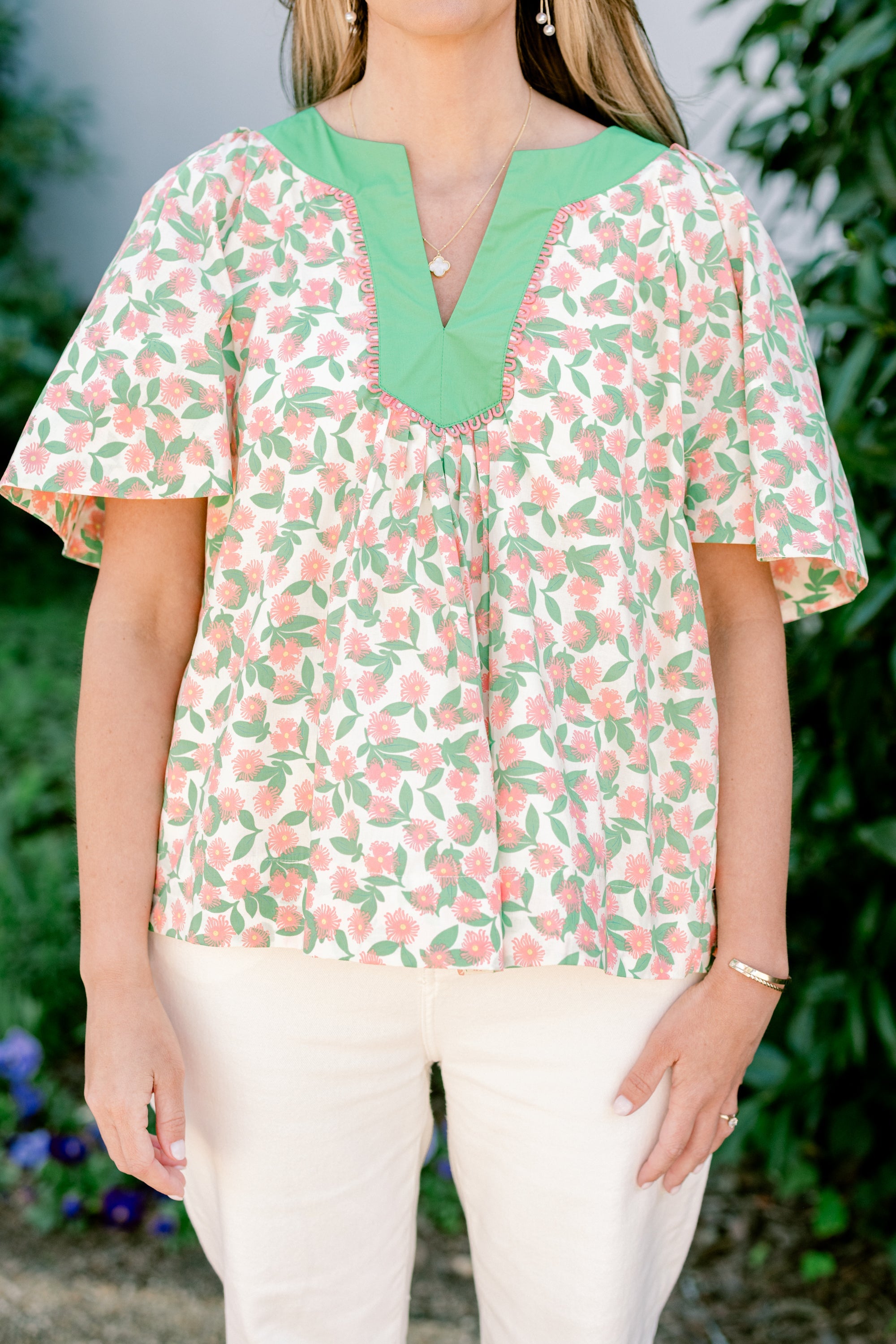 Nautical Breeze Top, Pink-Green