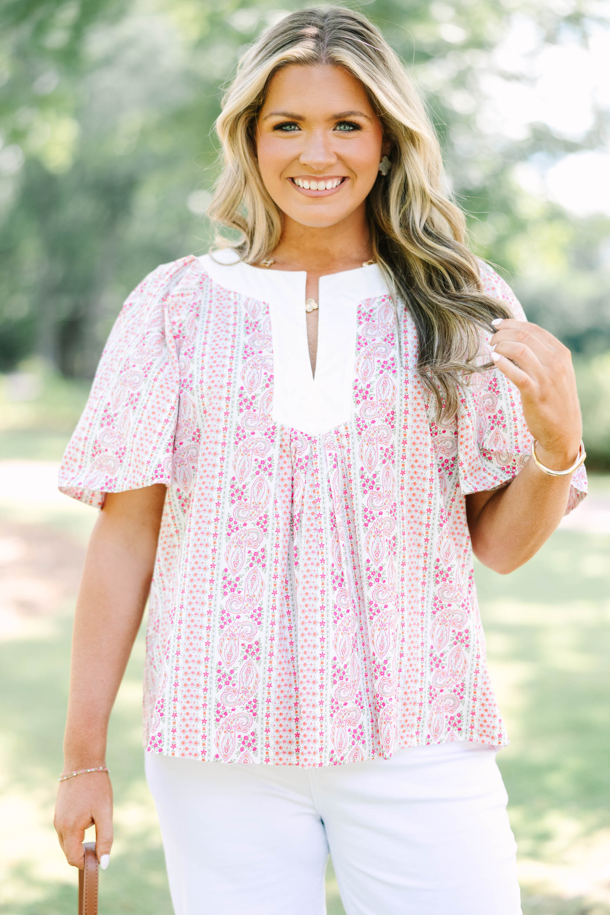 Nautical Breeze Top, Pink Paisley