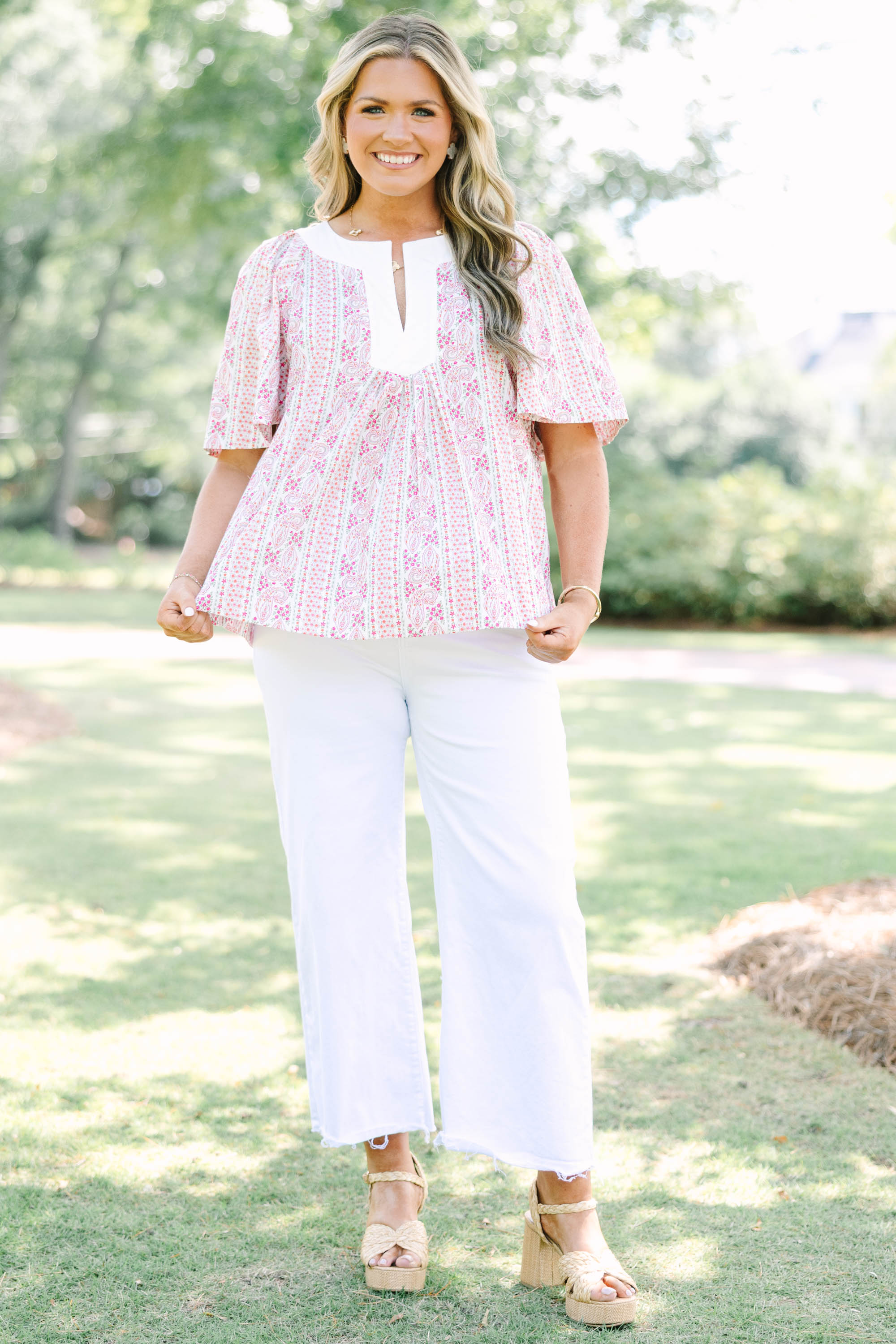 Nautical Breeze Top, Pink Paisley