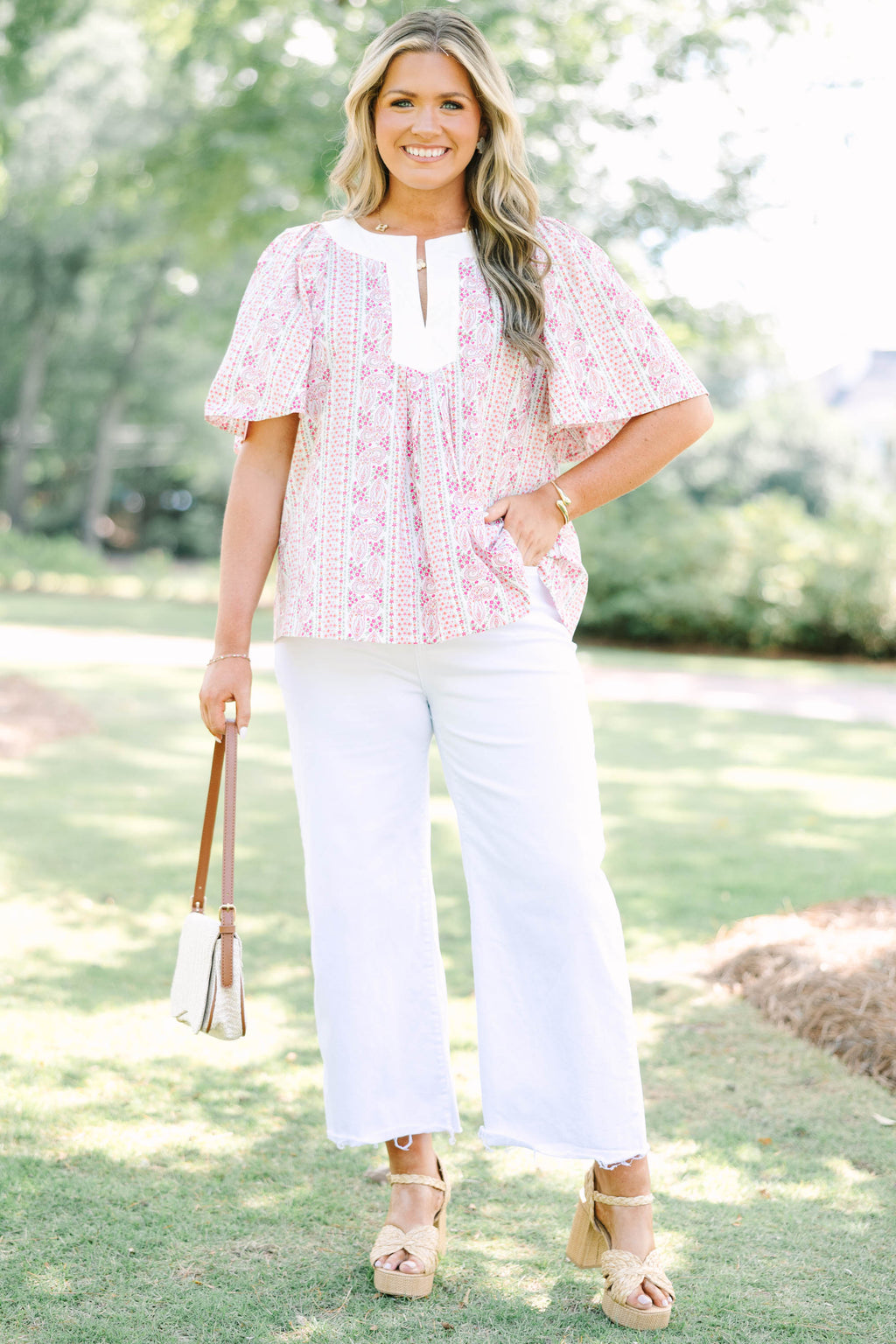 Nautical Breeze Top, Pink Paisley