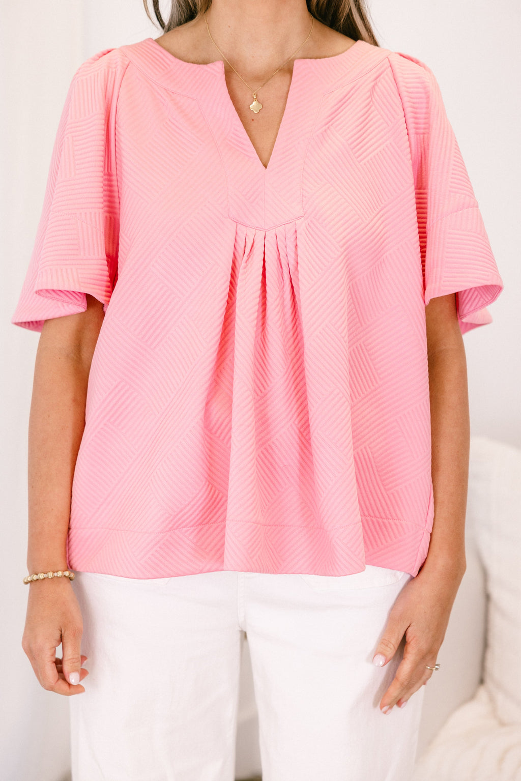 Nautical Breeze Top, Pink Texture