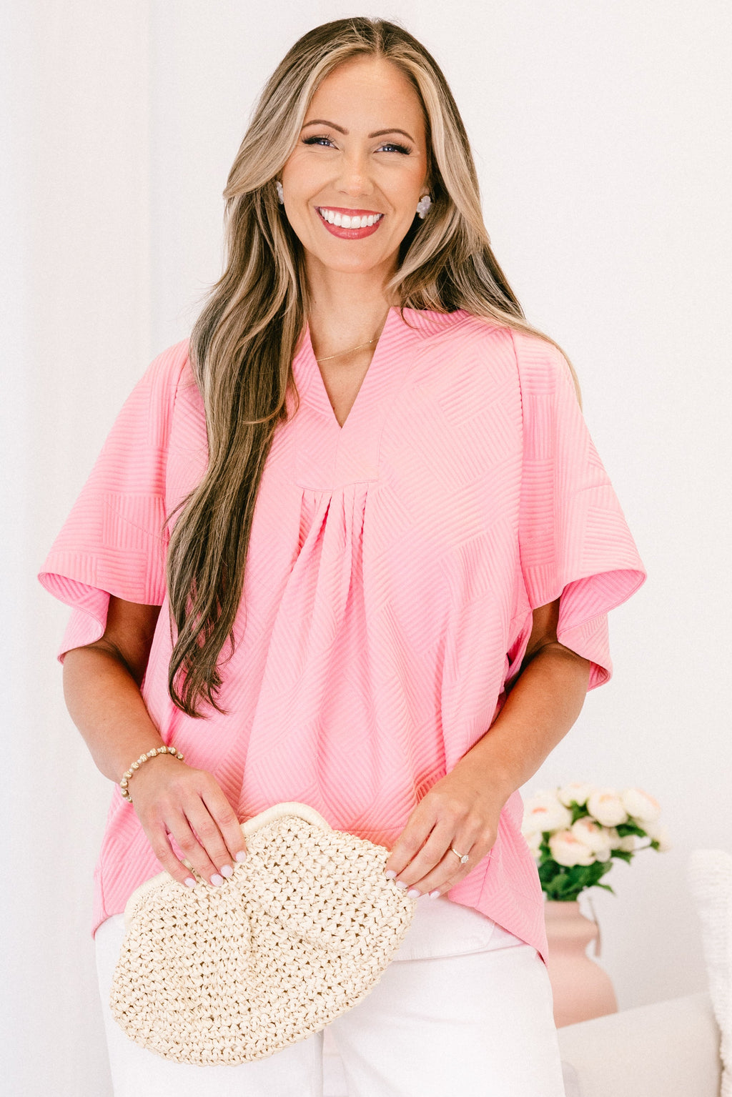 Nautical Breeze Top, Pink Texture