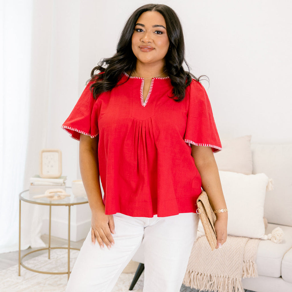 Nautical Breeze Top, Red