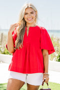 Nautical Breeze Top, Tomato Red