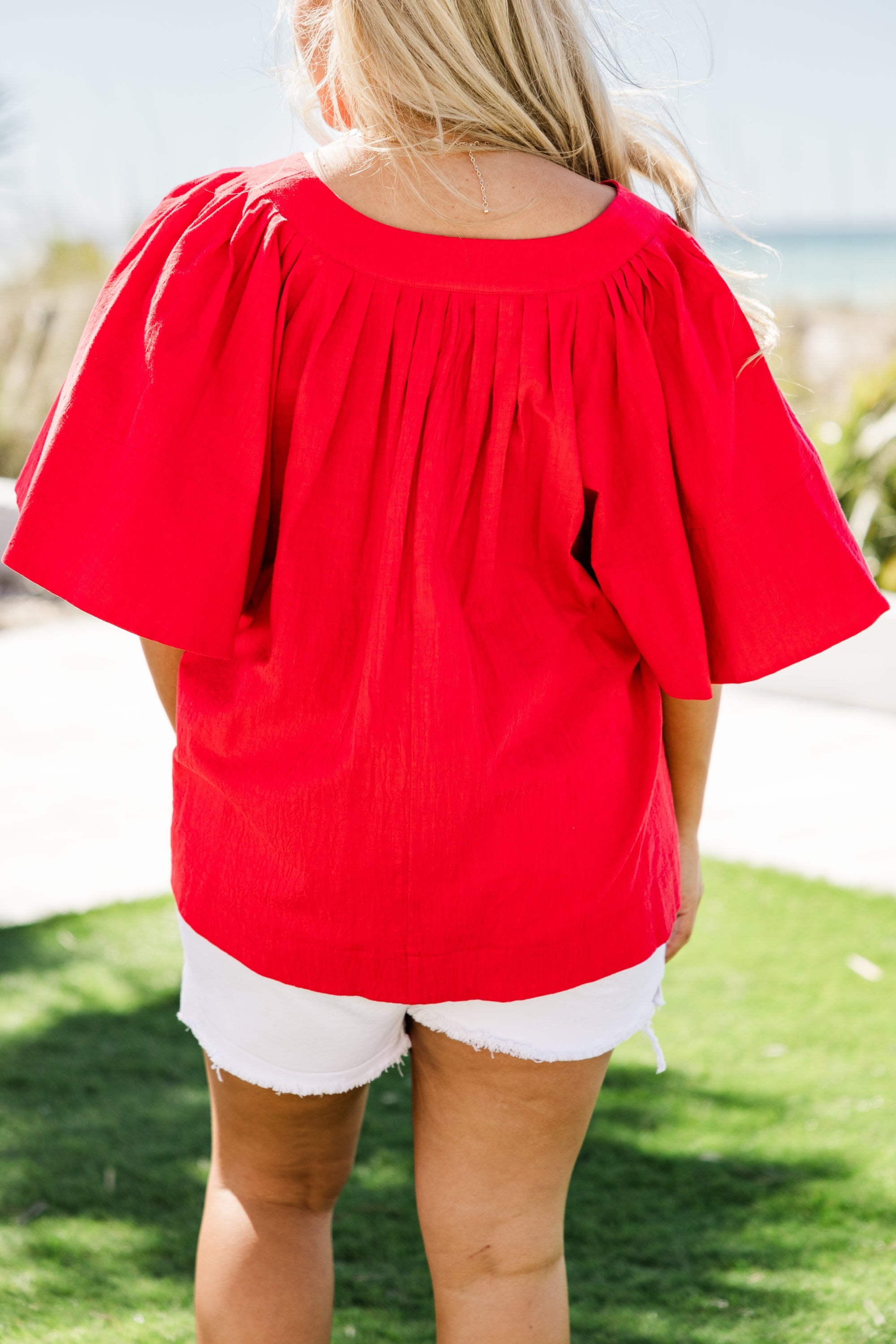 Nautical Breeze Top, Tomato Red
