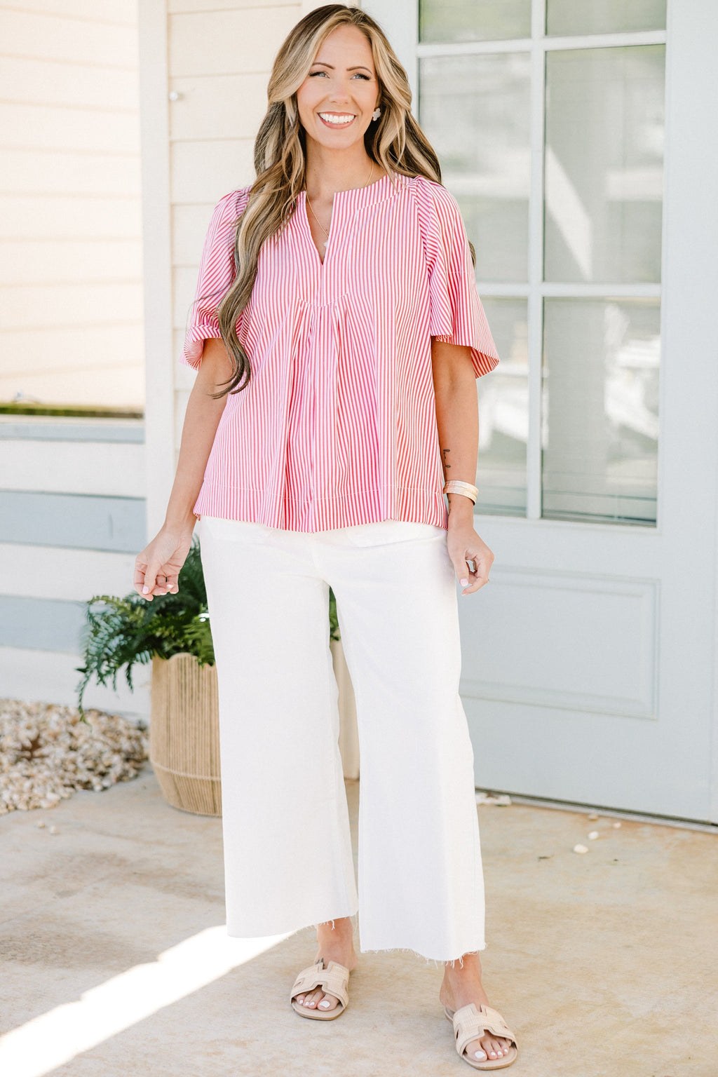Nautical Breeze Top, Red Stripe