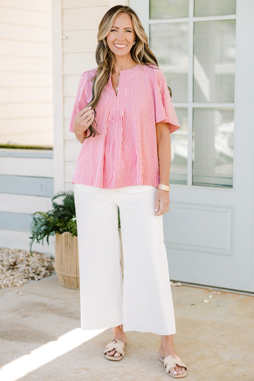 Nautical Breeze Top, Red Stripe