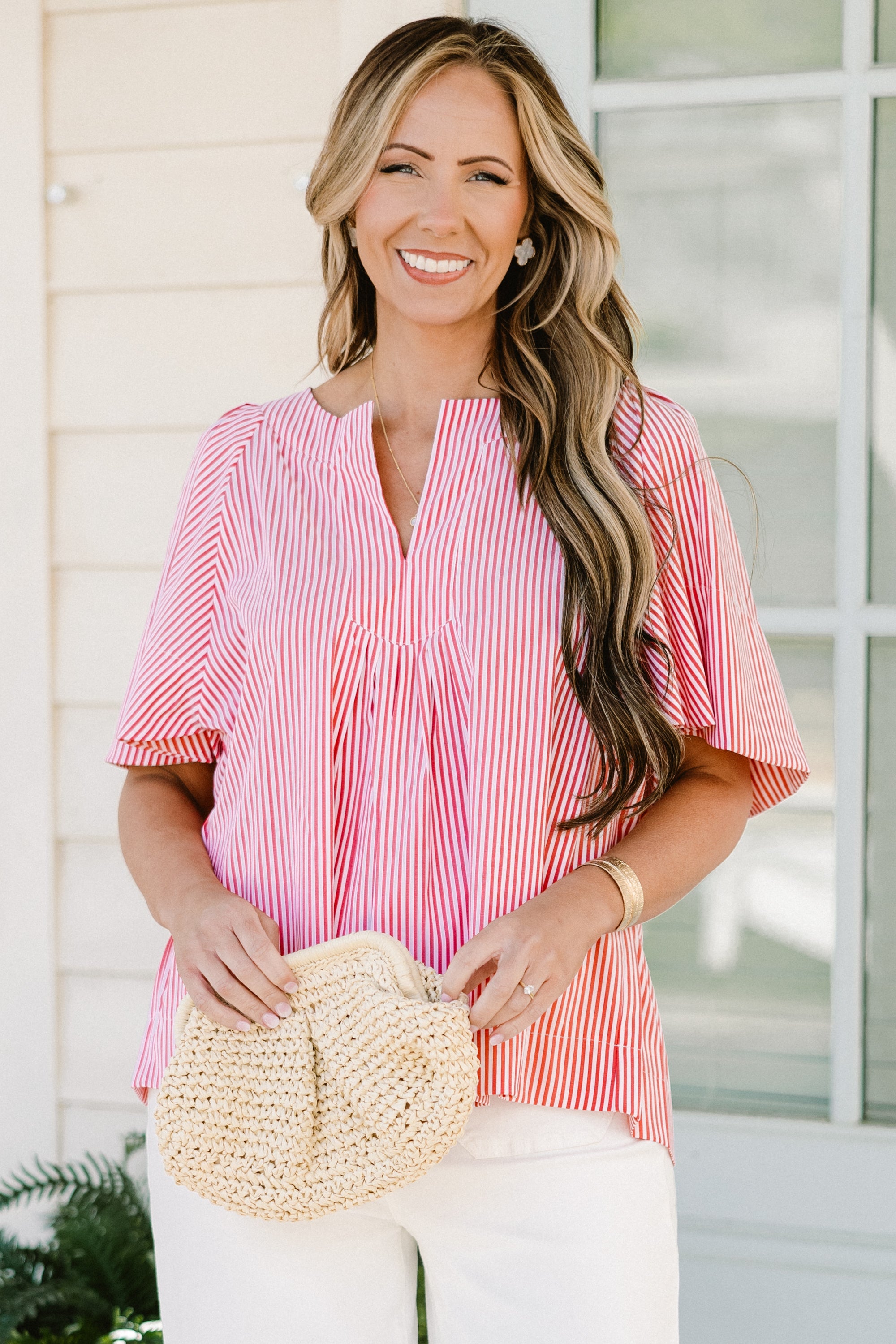 Nautical Breeze Top, Red Stripe