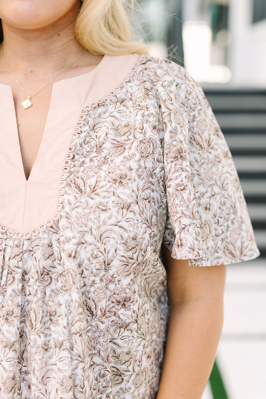Nautical Breeze Top, Taupe Floral