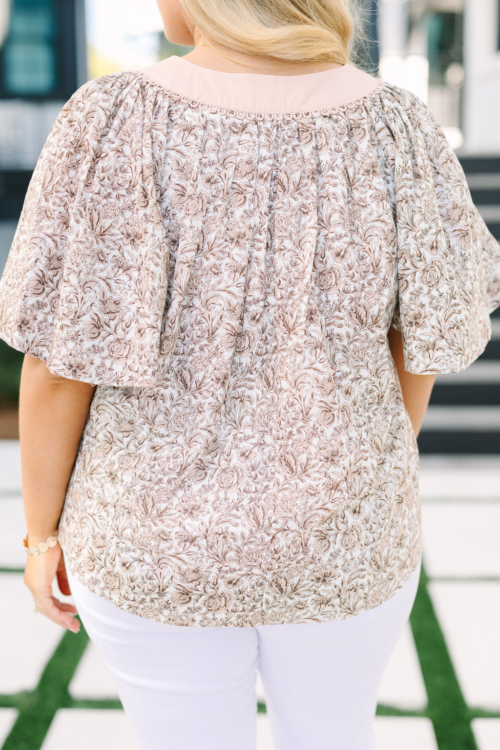 Nautical Breeze Top, Taupe Floral