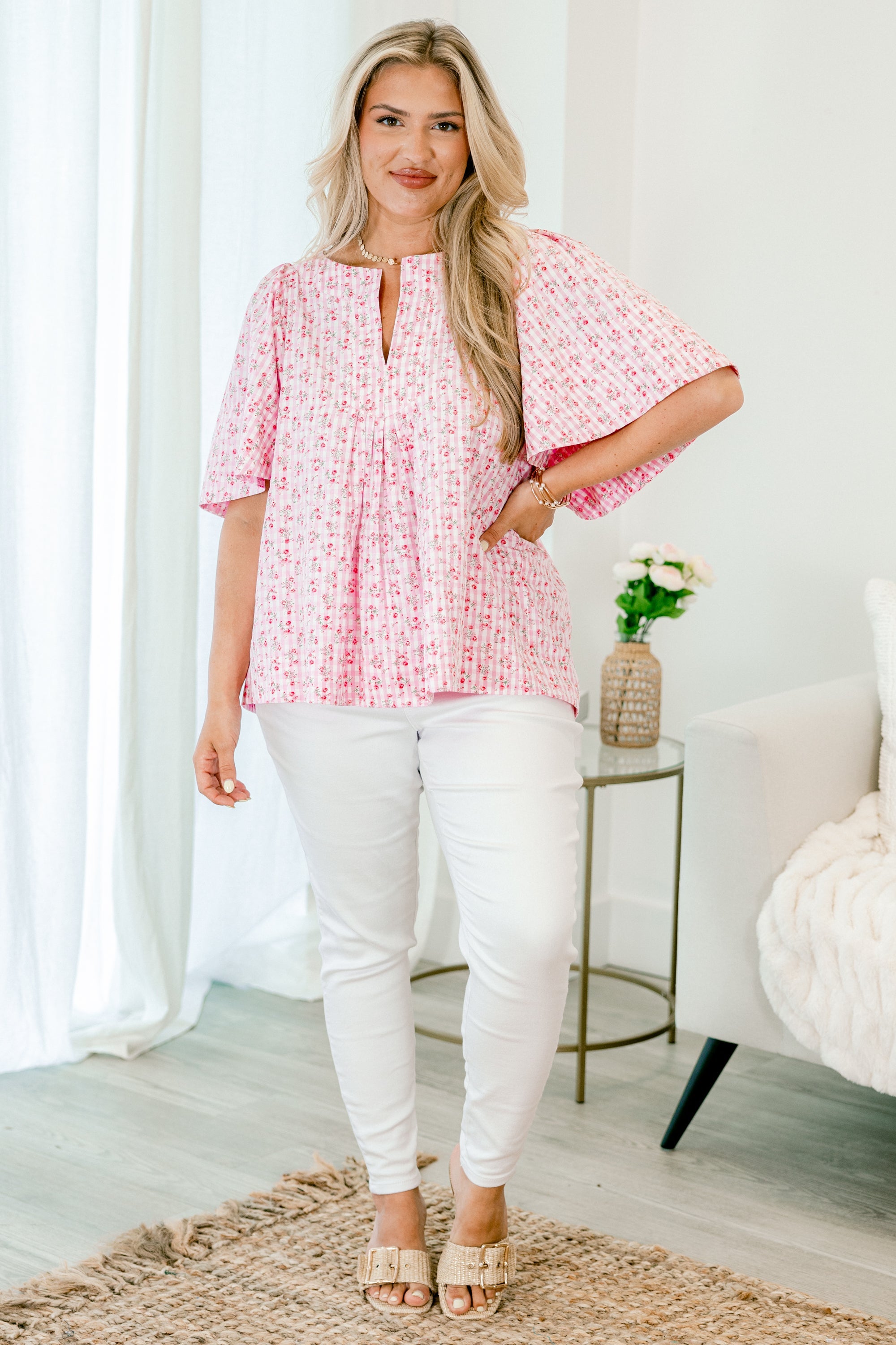 Nautical Breeze Top, Pink Gingham