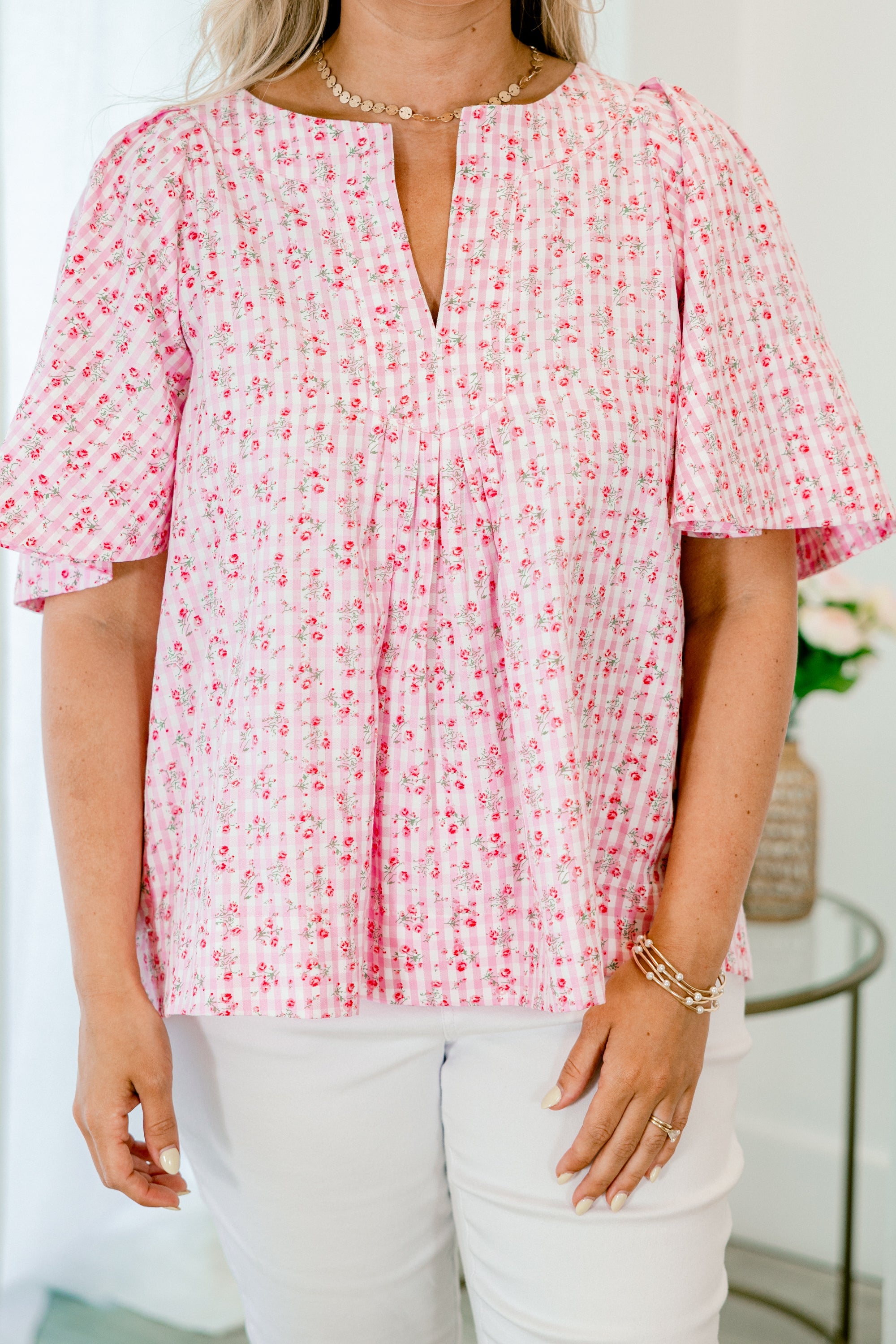 Nautical Breeze Top, Pink Gingham