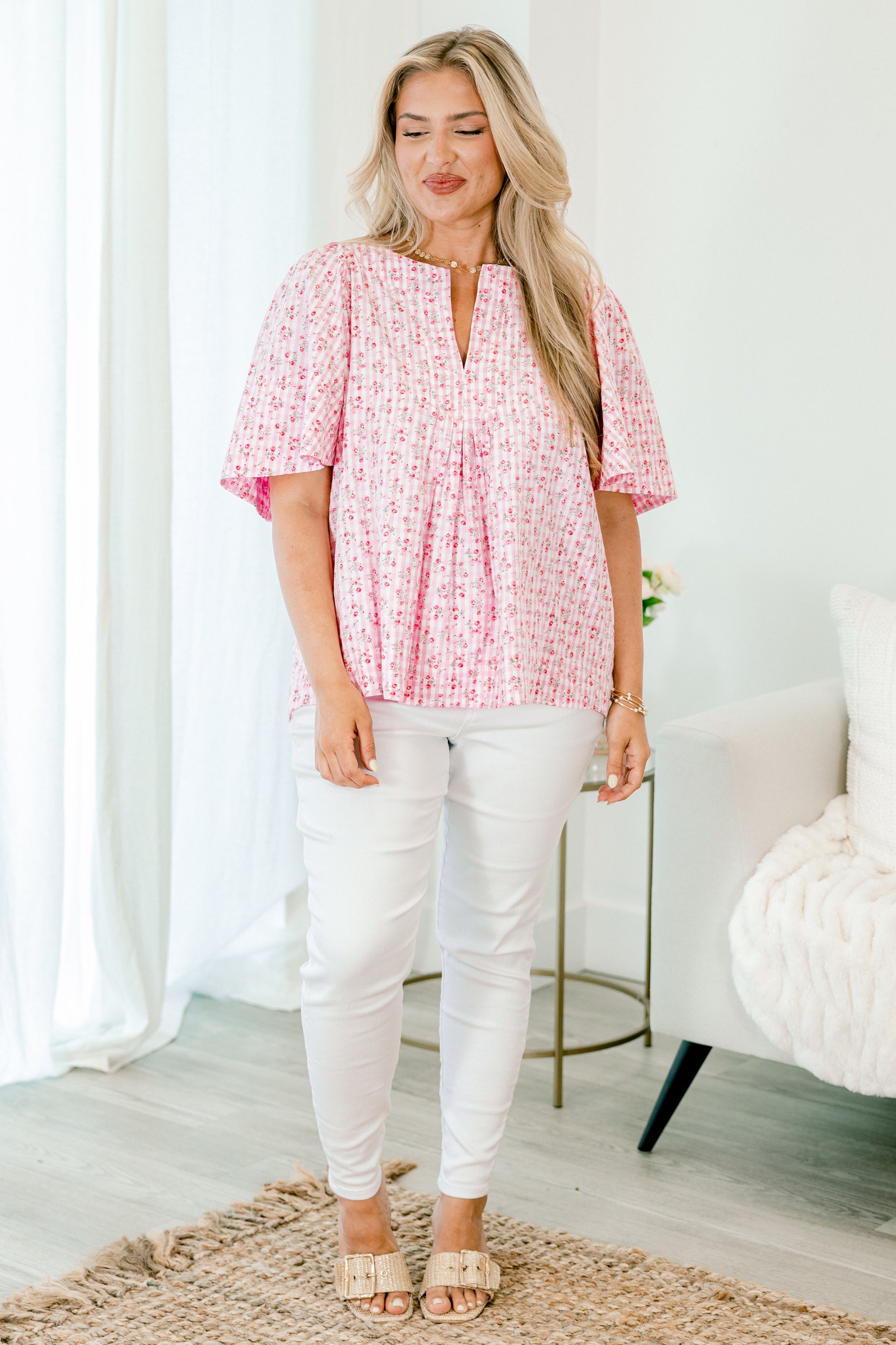 Nautical Breeze Top, Pink Gingham